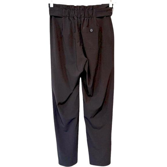 Athleta Skyline Pant ll Black High Rise Paper Bag Waist Attached Tie Belt Size 2 - Picture 3 of 9